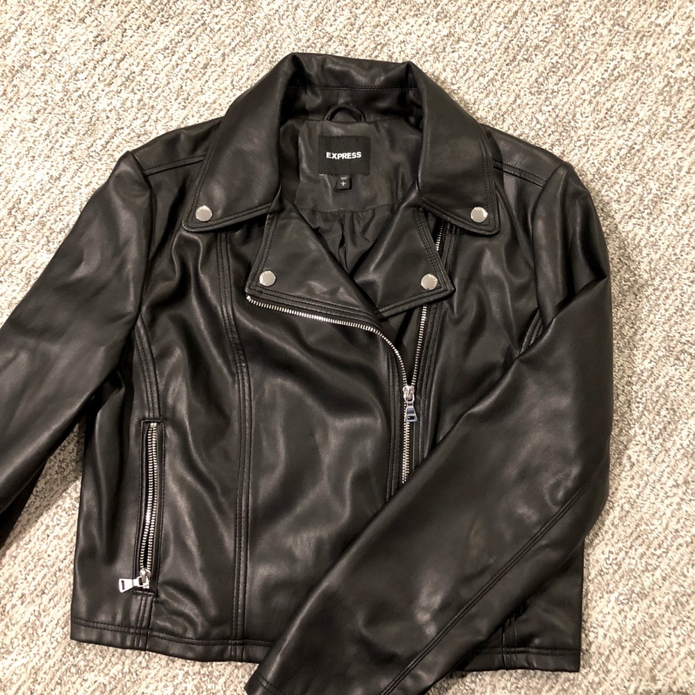 Faux leather moto jacket, like new!